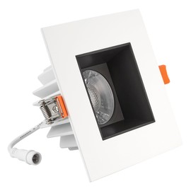 Maxxima 4 in. Ultra-Thin Recessed Anti-Glare LED Downlight, Canless IC Rated, 5 Color Temperature Selectable 2700K/3000K/3500K/4000K/5000K, Dimmable Square White/Black Trim, 90 CRI