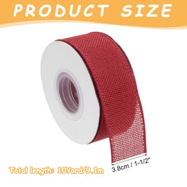 MECCANIXITY Burlap Ribbon Fabric Wired Edge Ribbons Red 1-1/2 Inch x 10 Yard Wired Ribbon for Gift Wrapping, Bow, Wreath, Christmas Tree, Flower Bouquet, with Roller