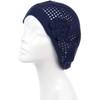 BYOS - Gorro de ganchillo para mujer, Red con flor-azul