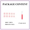 MERVF Short Press on Nails Square Fake Nails White Ombre