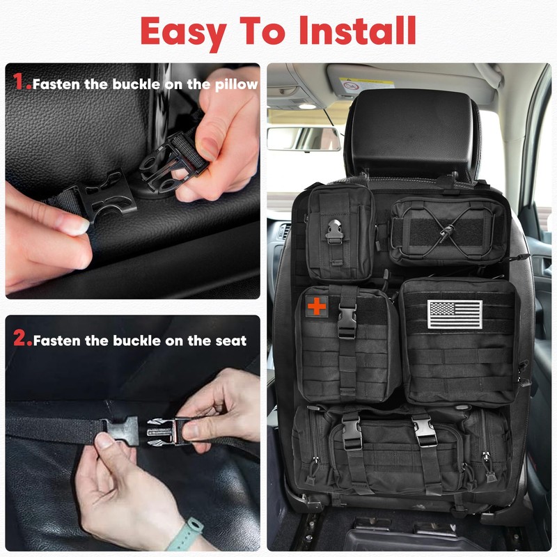 MOTOTIPS Tactical Seat Back Organizer, Molle Seat Back Organizer Panel