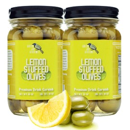 Green Jay Gourmet Lemon Stuffed Olives – Stuffed Green Olives for Cocktail Garnish & Cheese Board Recipes – Dirty Martini Olives & Cocktail Olives – Gourmet Olives – All Natural – Large – 32 Ounces