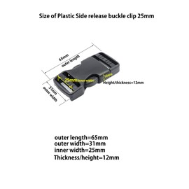 Ahijklmn Quick Side release buckles 25mm Plastic Clips Backpack Replacement Buckles Snap Clasp for Rucksack Bag Strap(2 Pack)