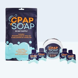 CPAP Soap Cleaner - CPAP Soap Cleaning Kit with Disposable Pads and Gentle Detergent, Unscented Non-Alcohol Cleaning Wipes - 30 Day Supply
