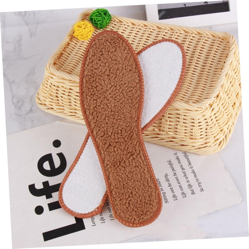 PACKOVE 5 Pairs Thickened Warm Insoles Brown Simulated Alpaca Wool
