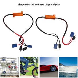 2pcs LED Resistor LED Decoder 50W 8Ω H1 LED Lamp Decoding Error Elimination of LED Headlight Error Codes Load Resistors Conversion Kits