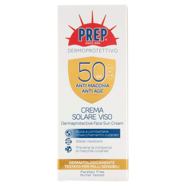 PREP, Sun Cream SPF50+, Sun Protection, UVA/UVB Radiation Protection, Paraben-Free, Format 50 ml