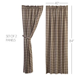 VHC Brands Rustic & Lodge Farmhouse Window Rory Curtain Panel Pair, 84x40, Chocolate Brown