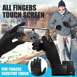 AURUZA Cycling Gloves for Men Winter Cold Weather, Windproof Winter Gloves for Men, Waterproof Touch Screen Anti-Slip Warm Gloves Liners for Cycling Biking Walking Sporting Driving Large