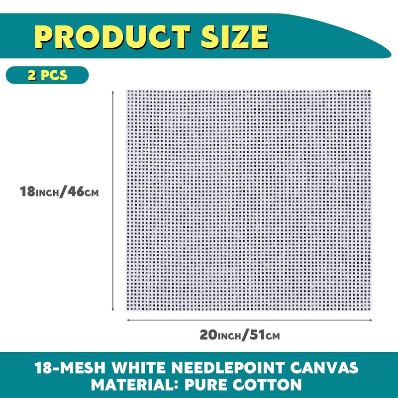 Knitgrip 2 Pack 20 x 18 Inches Needlepoint Canvas 18