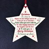 RED OCEAN CHRISTMAS BAUBLE Wooden Star Memorial Plaque For Mum