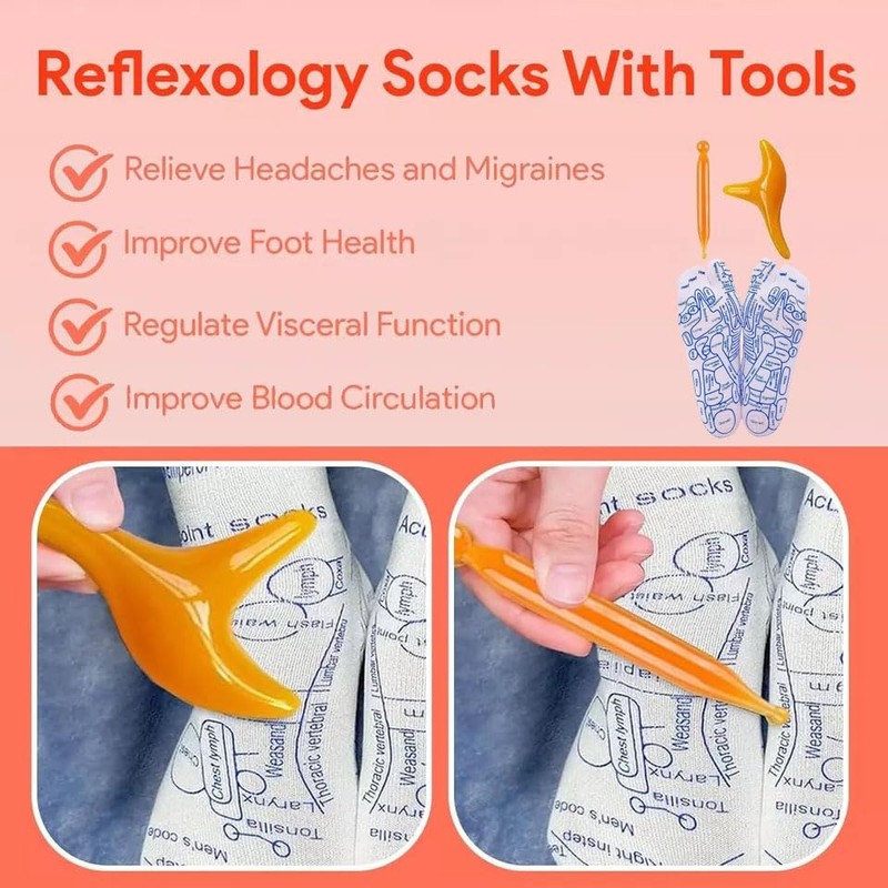 SOFTNLUX Foot Reflexology Sock Set with Massage Tool, Acupressure Reflexology