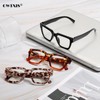 OWTXIS Oversized Square Reading Glasses for Women Oprah Style Blue
