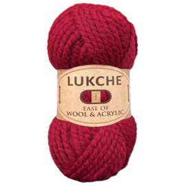 Lukche Wool and Acrylic Yarn 25% Wool - 75% Acrylic - 3,52 Oz - 65,6 Yds, Easy Thick and Fast Yarn, Soft and Super Bulky Weight #6 for Knitting, Crocheting and Crafting (Cherry)