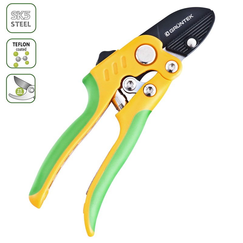 GRÜNTEK Anvil pruning shears STAR 220 mm, for cuttings up