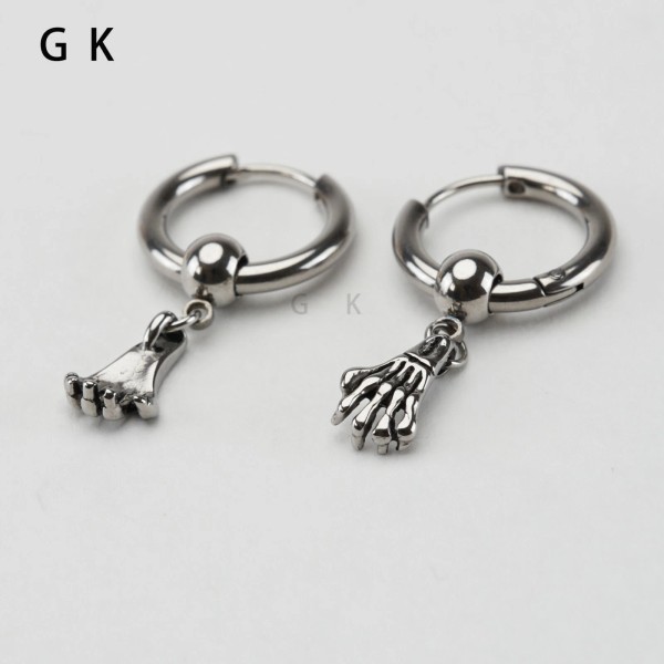 2pcs Stainless Steel Skull Hands Huggie Hoop Dangle Drop Stud
