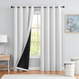 Urban Lotus Blackout Curtains White for Bedroom Full Light Blocking Window Curtains for Living-Room 84 Inches Length Thermal Insulated Room Darkening Drapes Set of 2 Panels Grommet Top 52" w White