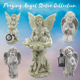 Comfy Hour Praying Angel Statue Collection Resin Cherub Angel Sleeping in Wing Statue Perfect for Home Or Outdoor Garden, Gray