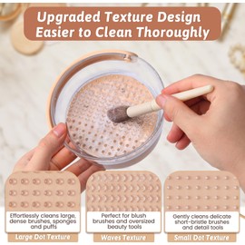 3 in 1 Makeup Brush Cleaner Bowl and Dryer, Silicone Simply Makeup Brush Cleaner Mat, Waterproof Makeup Brush Holder with Lid, Cosmetic Tools Organizer (Khaki)