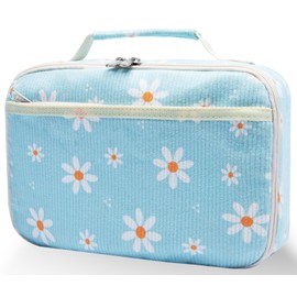 ZLIUCCR Kids Lunch Box for Girls Boys Insulated Lunch Bag Reusable Cooler Lunch Box for Toddler Child School Daycare Picnic (Corduroy Daisy Blue)