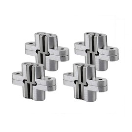 2pair (4pcs) of 1-3/4'' Hidden Hinges Stainless Steel Invisible Door Hinges Concealed Barrel Wooden Box Silver