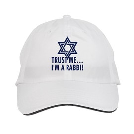 Makoroni - Trust ME… I'm A Rabbi! Jewish Hat Adjustable Cap, DesS17 White
