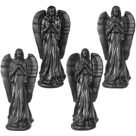 KYEYGWO Carved Obsidian Crystal Angel Figurine Decoration, 8.5 cm Stone Guardian Angel Statue Healing Stone Pocket Angel Sculpture Talisman Peace Angel Collectible Figure Lucky Charm Fengshui Ornament