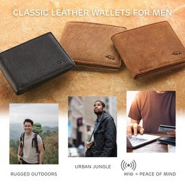 WITH LOVE Men's Bifold Wallet Card Case Money Organizer Card Holder Premium Full Grain Leather RFID Blocking Everyday Essential Men's Accessory