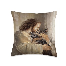 Jesus Painting The Life Of Jesus German Shepherd Throw Pillow