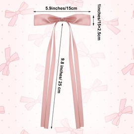 Kifmurase 14Pcs Satin Hair Bows Clips for Women Girls, Hair Ribbons Bowknot Clips and Barrettes with Long Tail Metal Clip French Barrette Accessories (14 Color Mixing)