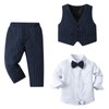 amokk Baby Boy Formal Outfits White Long Sleeves Shirts Striped
