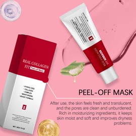 2pcs Real Collagen Fit Mask,Collagen Peel Off Facial Mask Glass Skin Face Mask,Collagen Night Wrapping Mask,Hydrolyzed Collagen Face Mask for Dry & Dehydrated Skin,50g*2