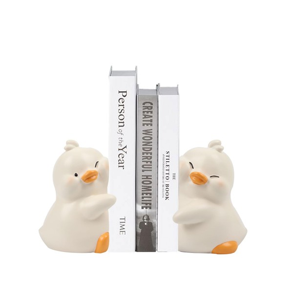 Liebemode Cute Hug Ducks Decorative Bookends, Creative Resin Book Holders