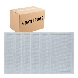 Arkwright 100% Cotton Bulk Bathroom Rugs - Case of 6 - High Absorbent Stylish Textured Woven Design Bath Mat, Slip Resistant Backing for Shower and Bathtub Floor, 24x36 in - Blue