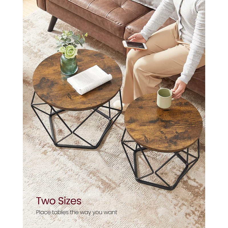 VASAGLE VASAGLE Small Coffee Table Set of 2, Round Coffee