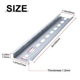 NORJIN 20 Pieces 8inch DIN Rail Slotted RoHS, Aluminum DIN Rail 8 Inches Long, 35mm Wide, 7.5mm High