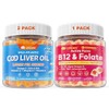Bundle Cod Liver Oil Gummies 2 Pack& Adult Methyl B12 5000mcg + L-Methylfolate Gummies 1 Pack