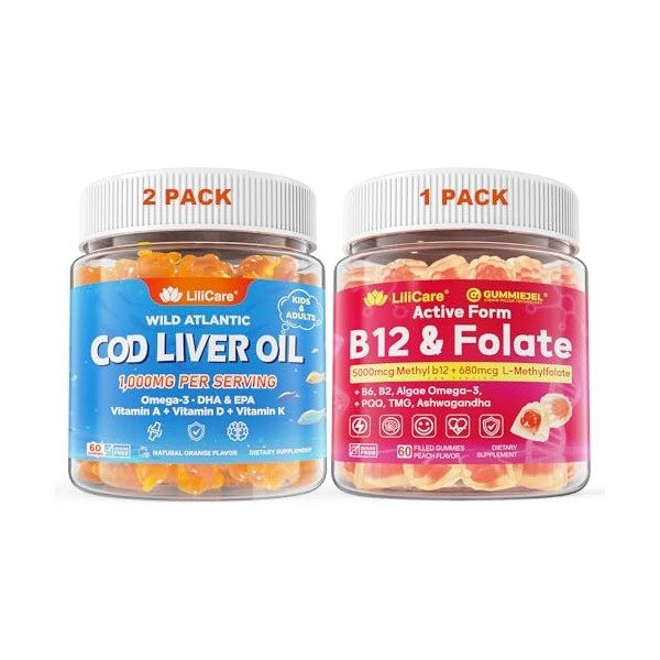 Bundle Cod Liver Oil Gummies 2 Pack& Adult Methyl B12