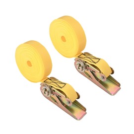 MroMax 0.98" x 18.04ft Lashing Straps Polypropylene Cam Buckle Lashing Straps 551lbs Load Cargo Tie Down Strap for Moving Cargo Yellow 2Pcs