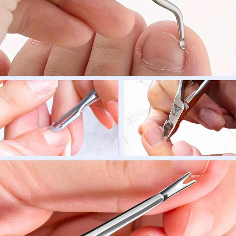 ARMIZ 4 Set Cuticle Pusher and Cuticle Nipper, Professional Cuticle