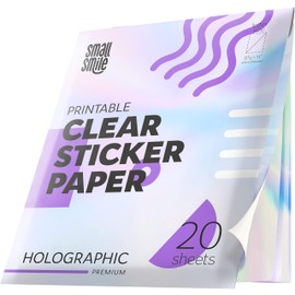 Clear Holographic Sticker Paper for Inkjet Printer and Laser – 20 Sheets, 8.5x11 Printable Vinyl Clear Sticker Paper, Waterproof Transparent Labels for DIY Stickers & Decals