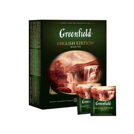 Greenfield English Edition Сlassic Collection Black Tea Finely Selected Speciality Tea 100 Double Chamber Teabags With Tags in Foil Sachets