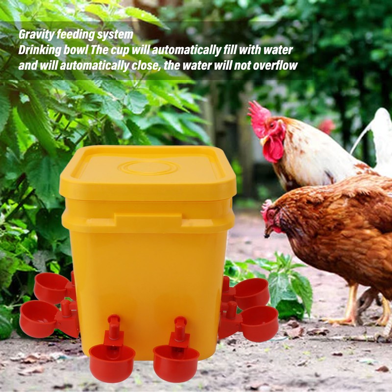 Automatic Chicken Waterer Cup with 12L Handheld Barrel Poultry Drinking
