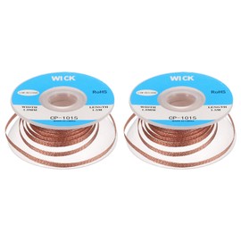 sourcing map Solder Wick Braid No-Clean Desoldering Wick Braid 0.04 Inch Width 5 Feet Length for Remove The Solder Electrical Components 2 Pack