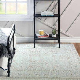 Turkish Rug. Washable Vintage Oriental Antique Inspired Traditional Doormat Small Modern Area Rugs Luxury Entryway Entry Bedroom Bathroom Kitchen (411CC, 2' x 3')