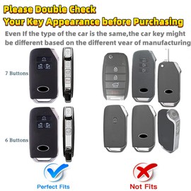 RFSRZ Key Fob Cover Compatible with Kia 2021 2022 2023 Carnival 6/7 Buttons KA4 EX SX LX Fiesta Smart Key Fob Case Protection Car Accessories with Bracelet Holder (Black)
