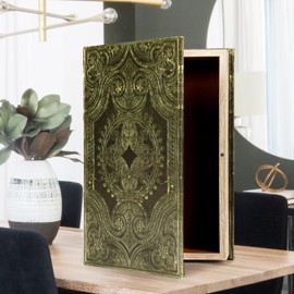 DROFELY Decorative Book Box Vintage Style Fake Book Faux Leather Embossing Book Box Vintage Green Book Storage Box 2-06，Christmas decorations, Christmas gifts