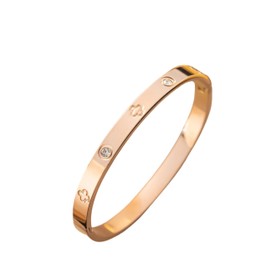 Asavi Atelier 18K Gold Plated Clover Bracelet for Women – Elegant Bangle style Bracelet for Gifting & Everyday Glam (Rose Gold)