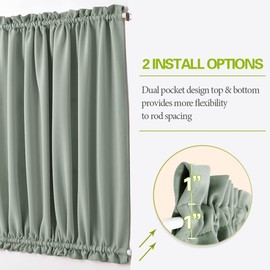 PONY DANCE Front Door Curtain - Privacy Thermal Insulated Window Curtain Drapery Room Darkening Blinds for Patio French Door, W34 x L72 inch, 1 Panel, Sega Green
