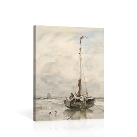JUZAI Canvas Wall Art Classical Marine Oil Painting Canvas Prints, Vintage Framed Wall Art Prints for Living Room Bathroom Kitchen Hallway Wall Decoration Hang Pictures Wall Artwork (8x10in)